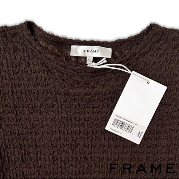 FRAME **NWT** Mesh Lace Baby Tee in Chocolate Brown - Picture 13 of 13
